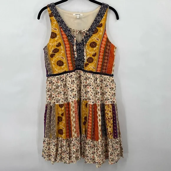 Maurices RTV Floral Tiered Babydoll Boho Mini Dress  Sleeveless Size XS - Picture 3 of 9